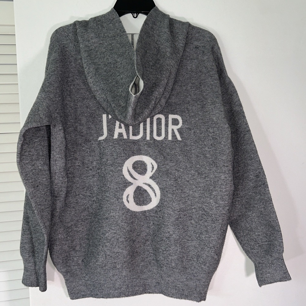 Christian Dior J'Adior 8 Grey Hooded Oversized Knit Sweater IT 50-52 Womens